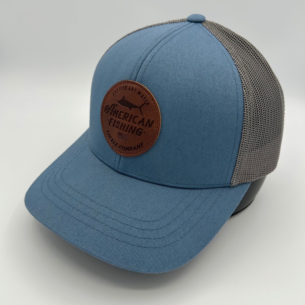 AFTCO Trucker Hat American Fishing Mens OSFA Blue Grey Cotton Blend Outdoorsy